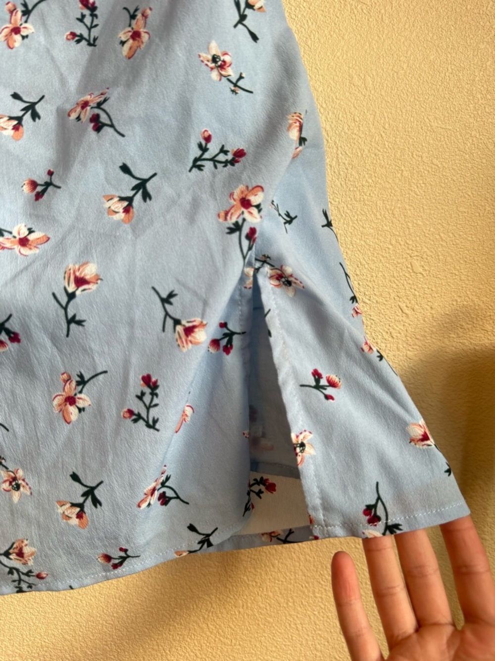 Beginning Boutique Blue Floral Tie Front Cutout Mini Dress Cottagecore Summer - Picture 8 of 14